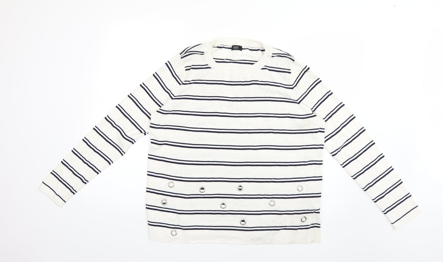 F&F Womens Multicoloured Striped  Pullover Jumper Size 14