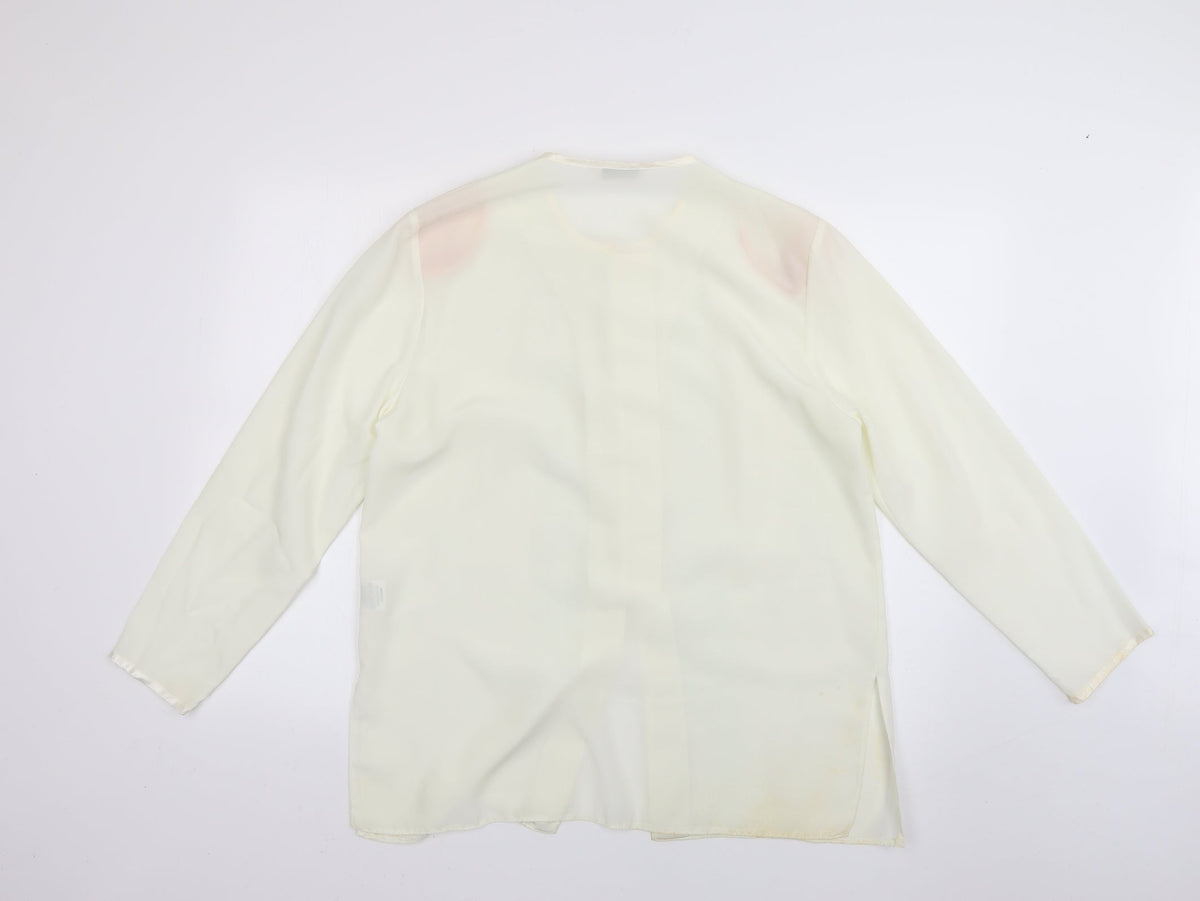Back view of design essentials women’s cardigan jumper, size UK 16