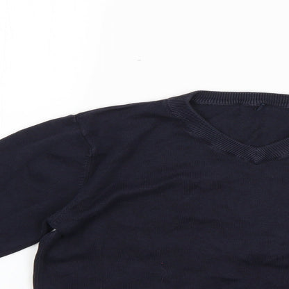 Close-up detail of George boys’ blue jumper, size 8-9, years