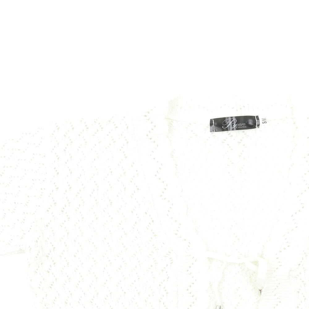 Pyari Womens White  Knit Cardigan Jumper Size S