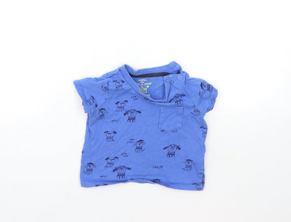 F&F Baby Blue Geometric  Basic T-Shirt Size 6-9 Months  - Dog