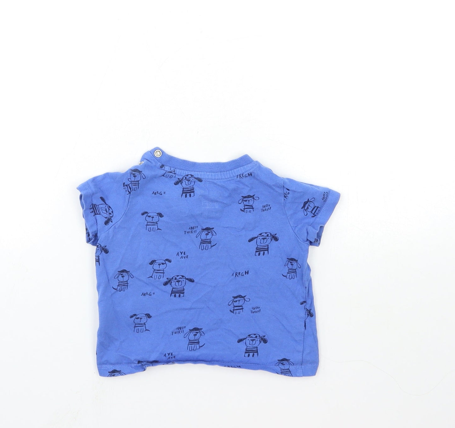 F&F Baby Blue Geometric  Basic T-Shirt Size 6-9 Months  - Dog