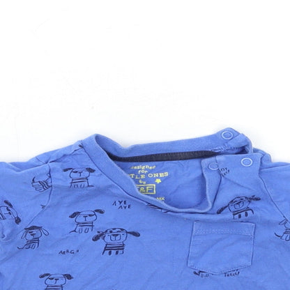F&F Baby Blue Geometric  Basic T-Shirt Size 6-9 Months  - Dog
