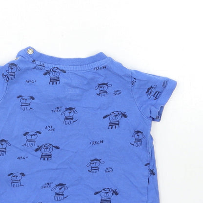 F&F Baby Blue Geometric  Basic T-Shirt Size 6-9 Months  - Dog