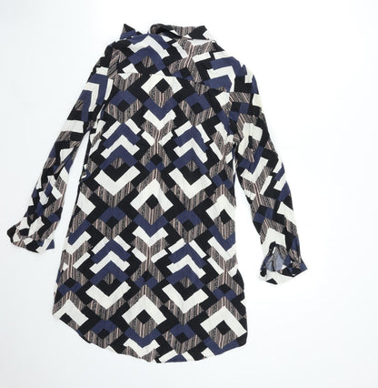 Select Womens Blue Geometric  Shirt Dress  Size 6