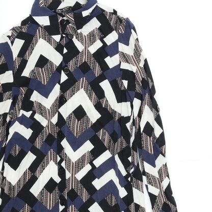 Select Womens Blue Geometric  Shirt Dress  Size 6