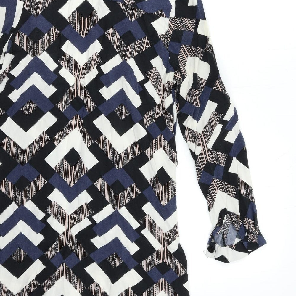 Select Womens Blue Geometric  Shirt Dress  Size 6