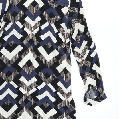 Select Womens Blue Geometric  Shirt Dress  Size 6