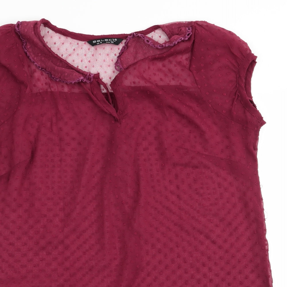 Womens UK Size 8 Select Red Basic Blouse