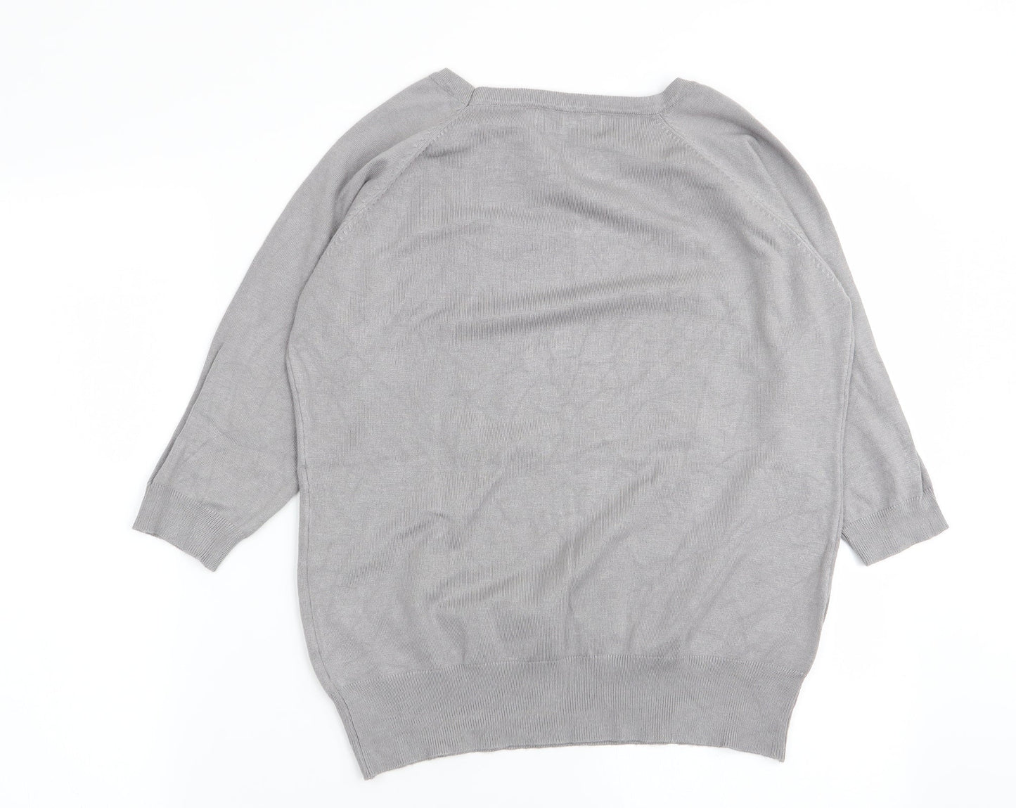Womens UK Size M BASSINI Grey Basic T-Shirt