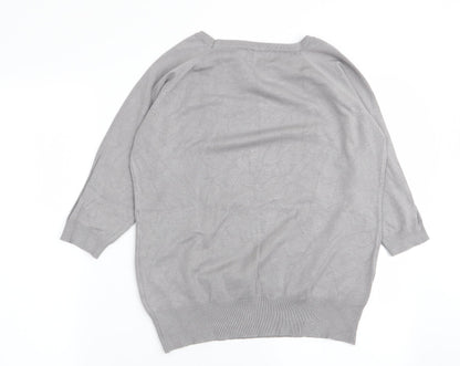 Womens UK Size M BASSINI Grey Basic T-Shirt