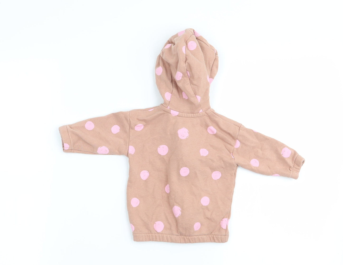 Asda George Girls Beige Polka Dot  Full Zip Jumper Size 0-3 Months