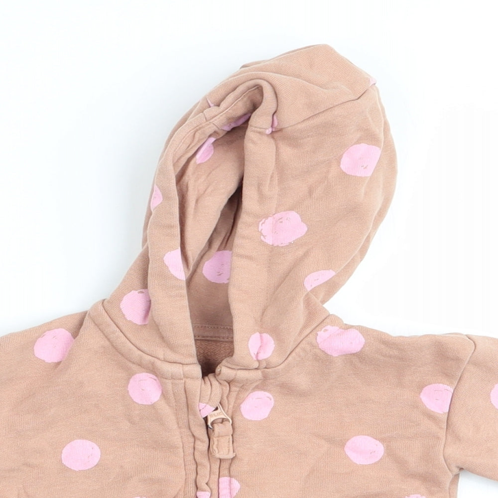 Asda George Girls Beige Polka Dot  Full Zip Jumper Size 0-3 Months