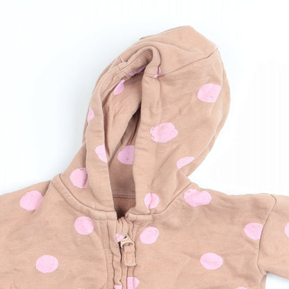 Asda George Girls Beige Polka Dot  Full Zip Jumper Size 0-3 Months