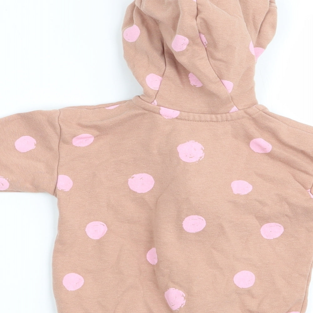 Asda George Girls Beige Polka Dot  Full Zip Jumper Size 0-3 Months