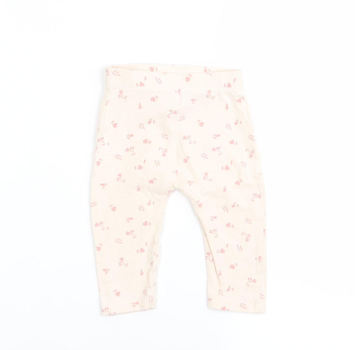 Asda George Girls Beige Floral  Jogger Leggings Size 3-6 Months  - legging