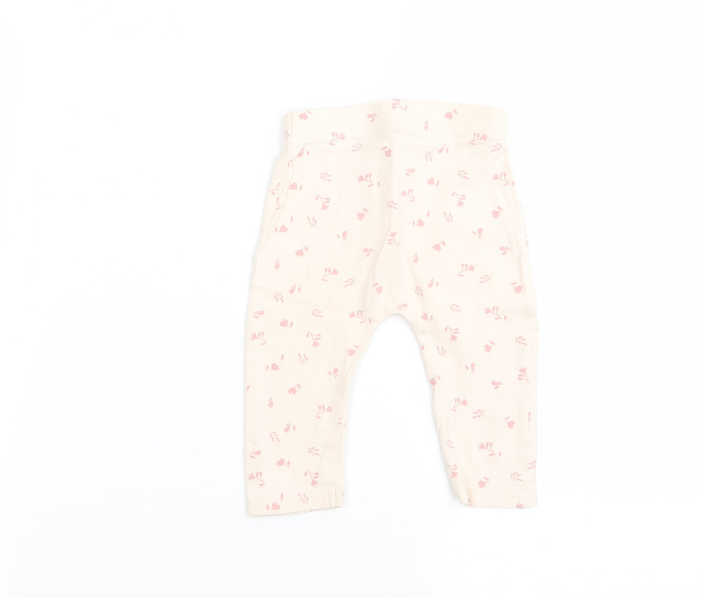 Asda George Girls Beige Floral  Jogger Leggings Size 3-6 Months  - legging