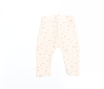 Asda George Girls Beige Floral  Jogger Leggings Size 3-6 Months  - legging