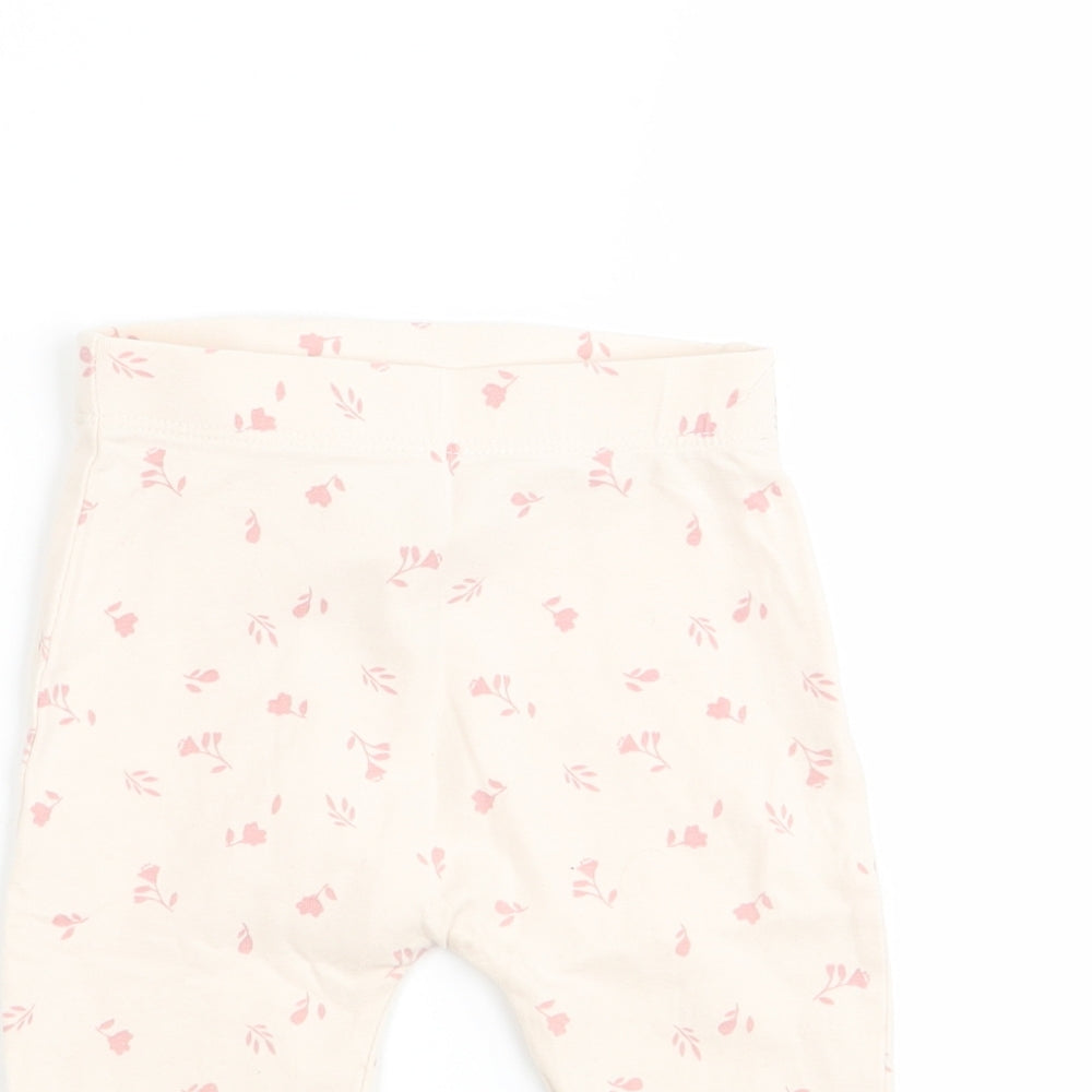 Asda George Girls Beige Floral  Jogger Leggings Size 3-6 Months  - legging