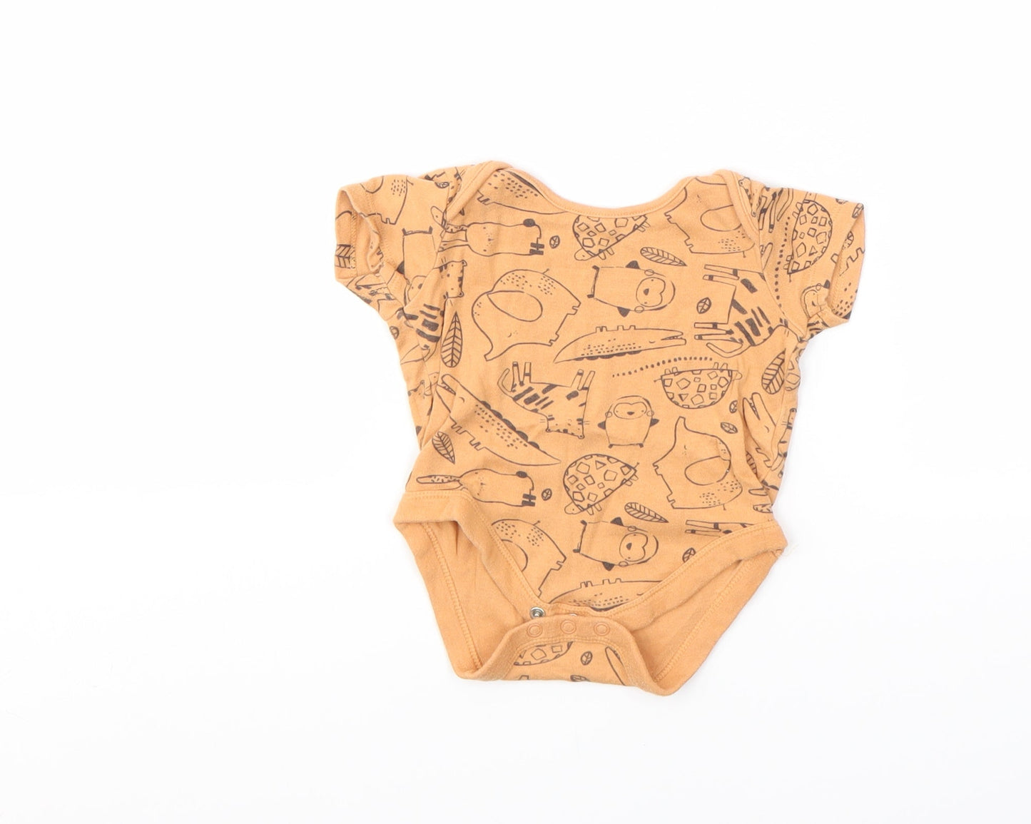 ANYDAY Girls Orange Animal Print  Babygrow One-Piece Size 3-6 Months