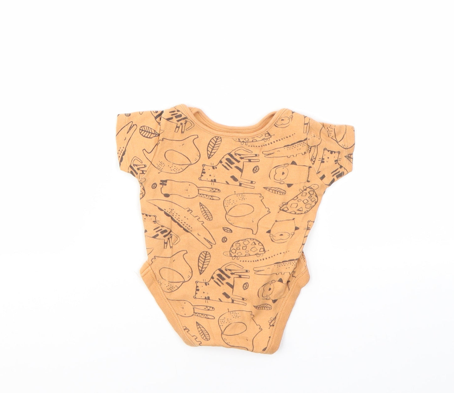 ANYDAY Girls Orange Animal Print  Babygrow One-Piece Size 3-6 Months