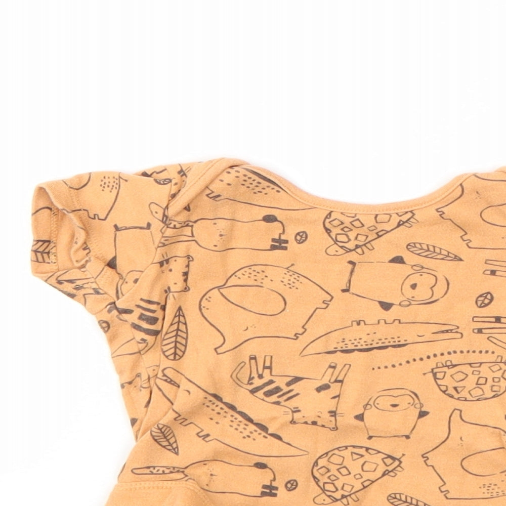 ANYDAY Girls Orange Animal Print  Babygrow One-Piece Size 3-6 Months