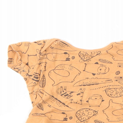ANYDAY Girls Orange Animal Print  Babygrow One-Piece Size 3-6 Months