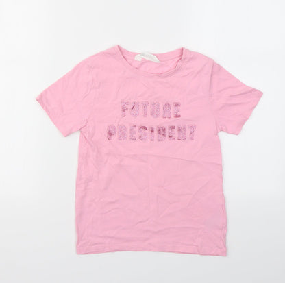 H&M Girls Pink   Basic T-Shirt Size 7-8 Years