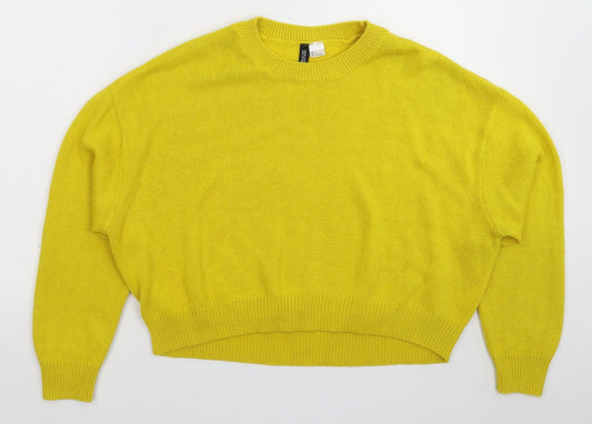 Womens UK Size L Divided Yellow Pullover Jumper