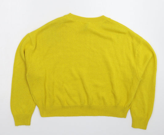 Womens UK Size L Divided Yellow Pullover Jumper