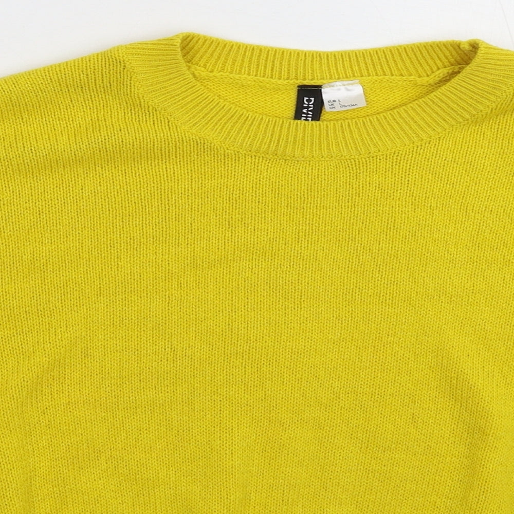 Womens UK Size L Divided Yellow Pullover Jumper