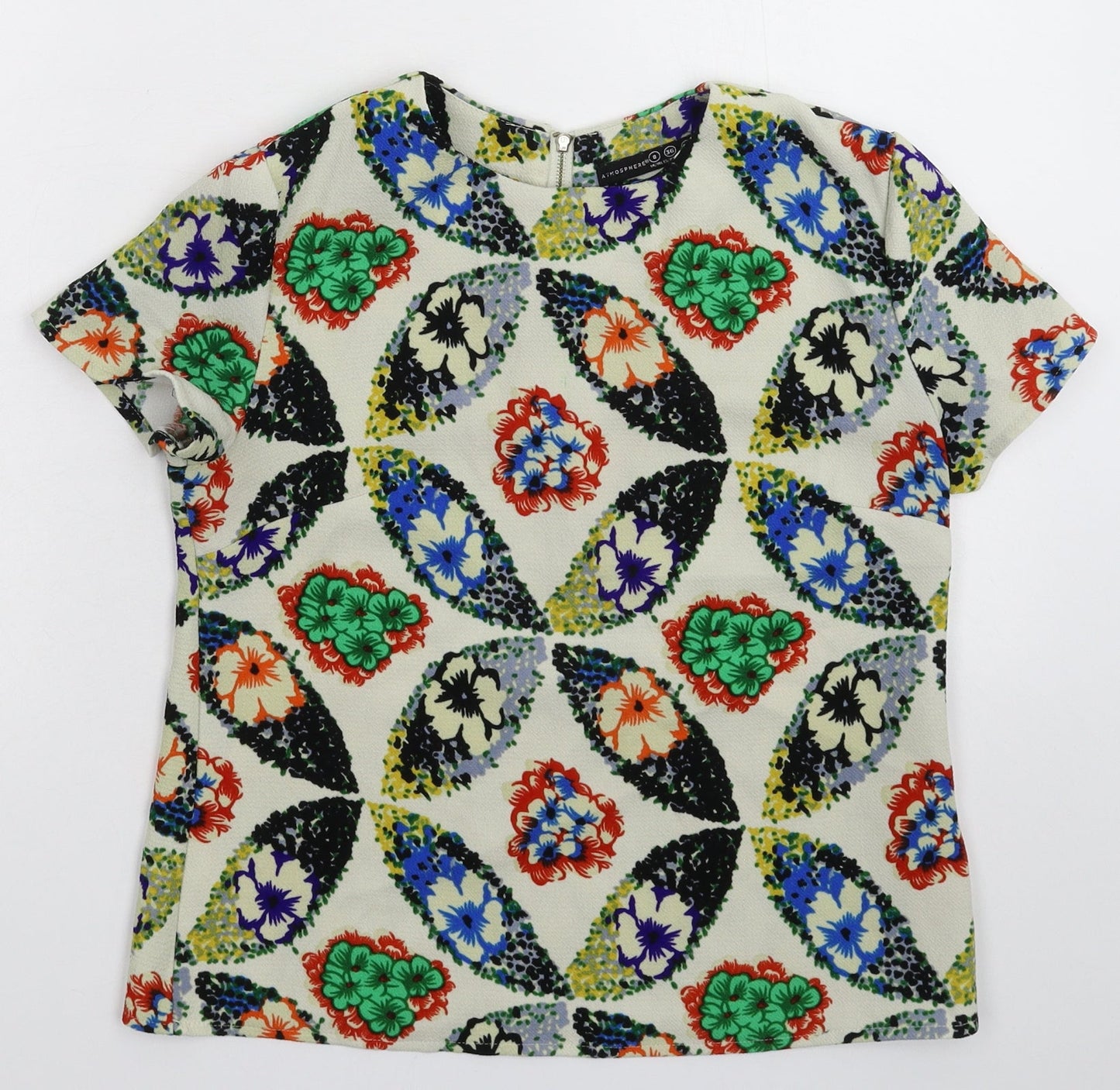 Atmosphere Womens White Floral  Basic Blouse Size 8