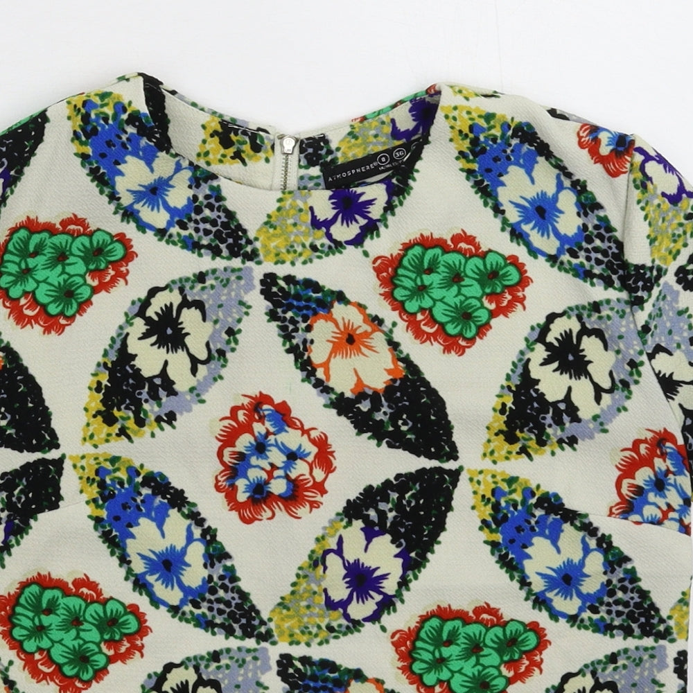 Atmosphere Womens White Floral  Basic Blouse Size 8