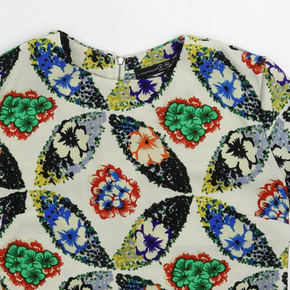 Atmosphere Womens White Floral  Basic Blouse Size 8