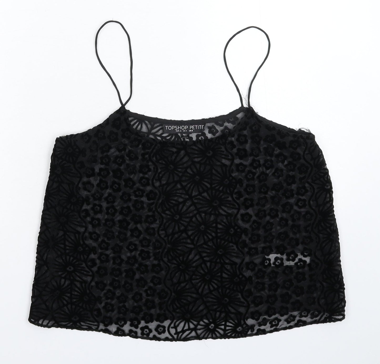 Womens UK Size 8 Topshop Black Basic Tank