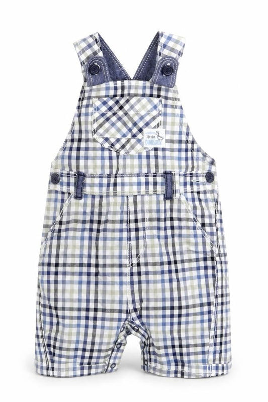 Front view of George Baby Multicoloured Check Dungaree One-Piece, size 6-9, Months