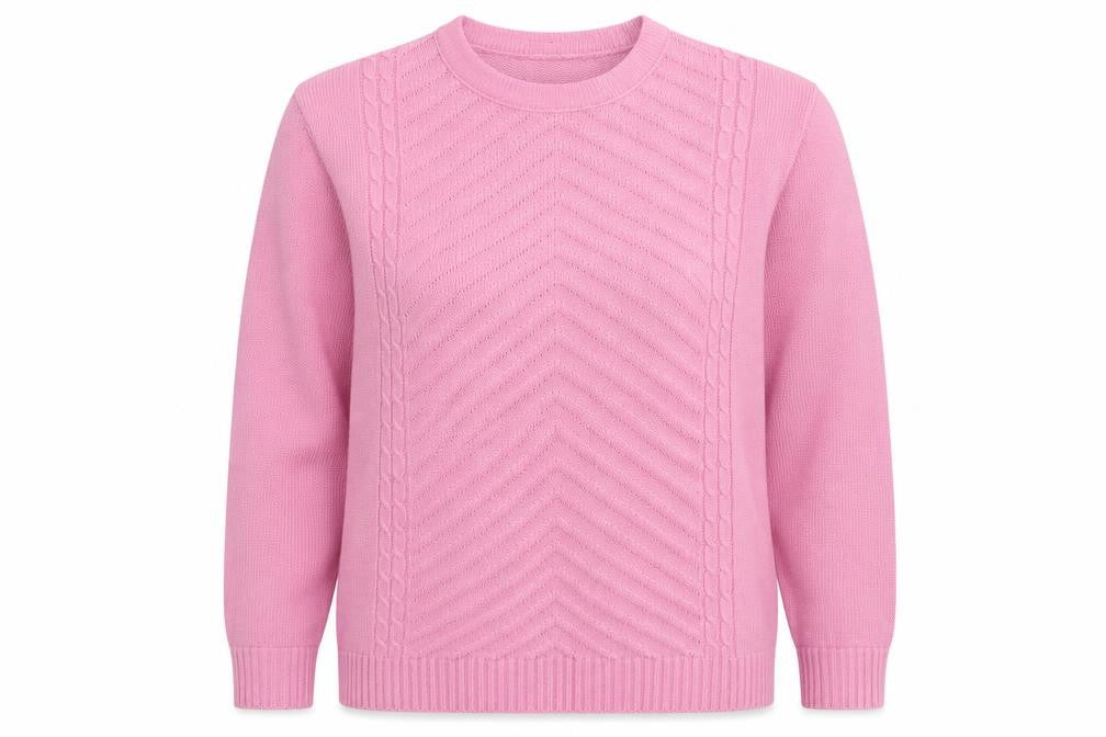 Front view of Pure & Natural women’s pink knit jumper, size XL