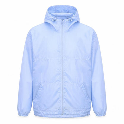 Front view of Rainy Days men’s blue rain coat coat, size M