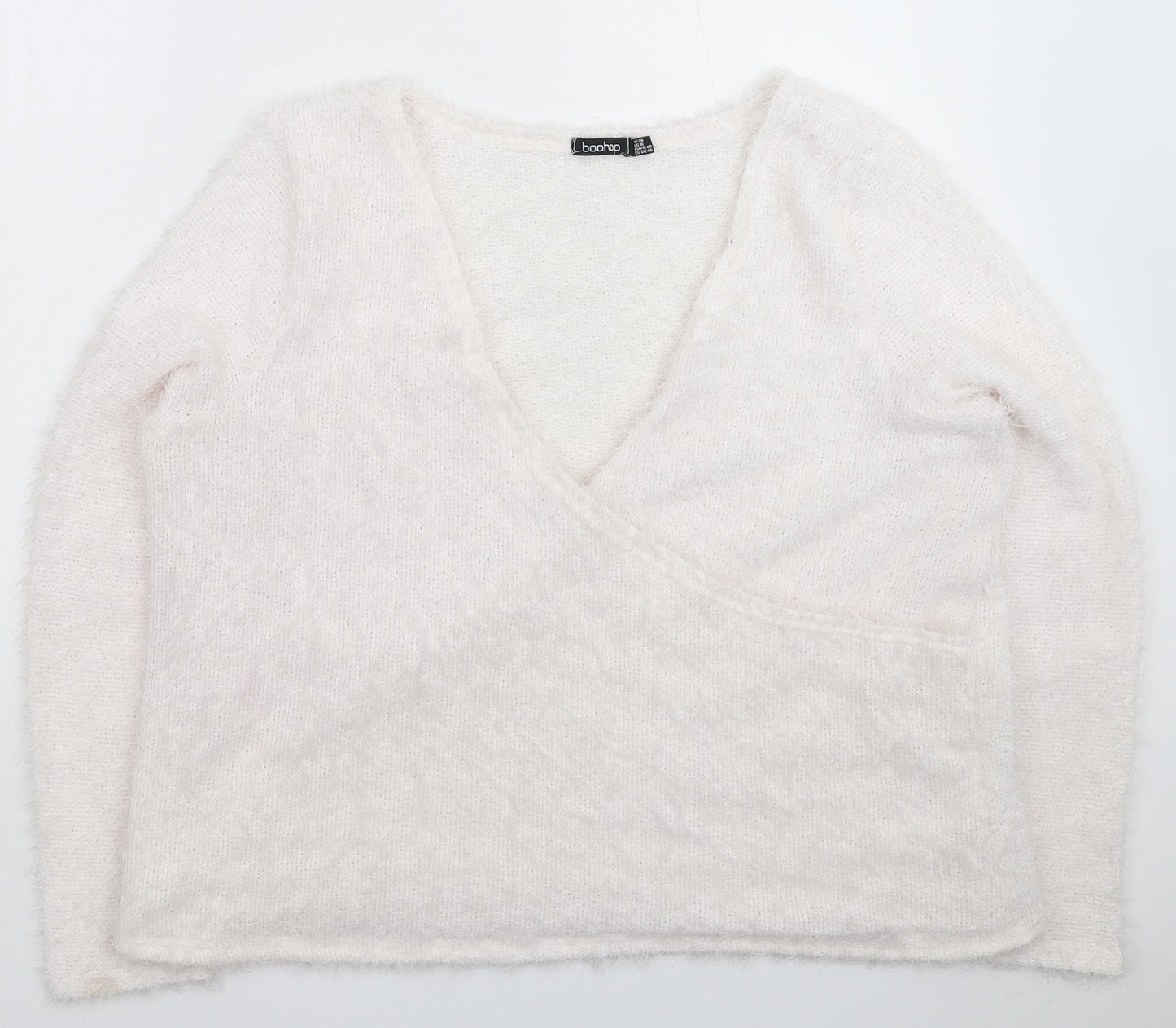Boohoo Womens White  Knit Pullover Jumper Size 20