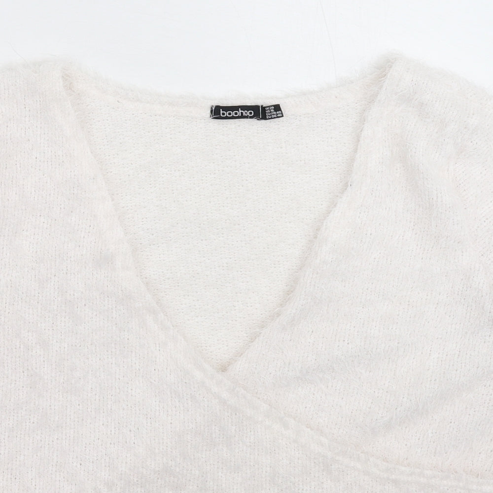 Boohoo Womens White  Knit Pullover Jumper Size 20