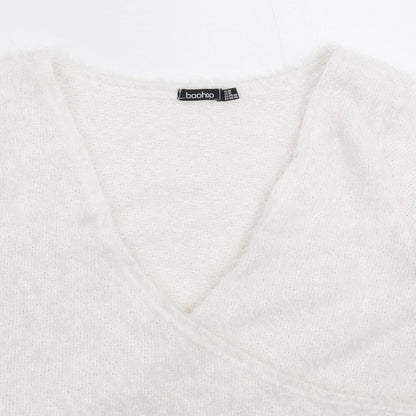 Boohoo Womens White  Knit Pullover Jumper Size 20