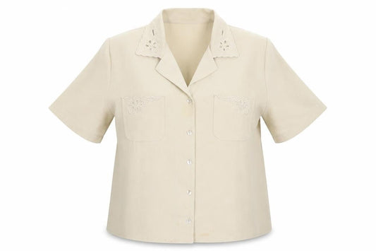 Front view of Berkertex women’s grey basic button-up, size UK 16