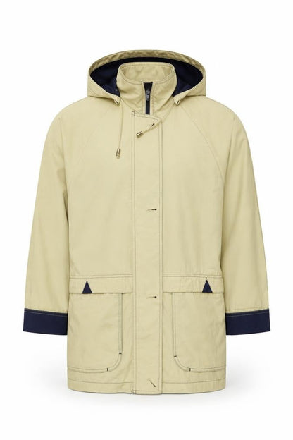Front view of Klass men’s yellow jacket coat, size XS