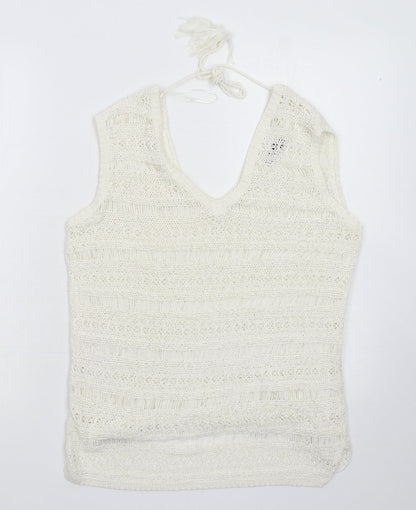 Womens UK Size 10 M&Co White Pullover Jumper
