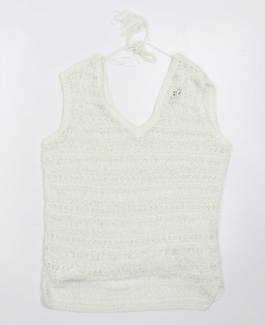 Womens UK Size 10 M&Co White Pullover Jumper