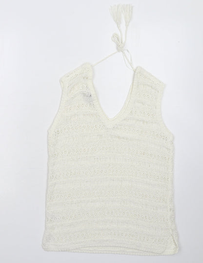 Womens UK Size 10 M&Co White Pullover Jumper
