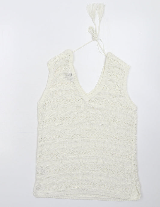 Womens UK Size 10 M&Co White Pullover Jumper