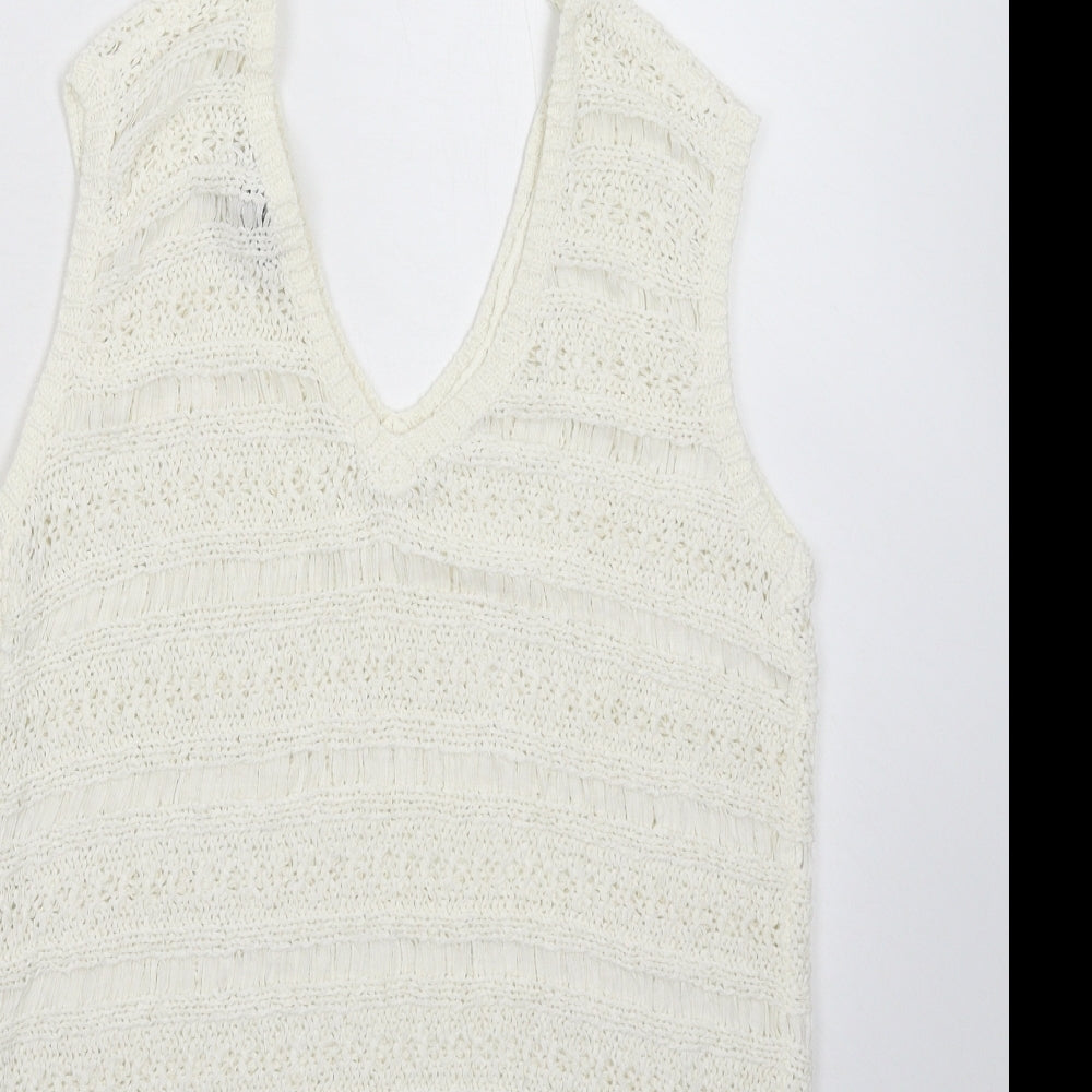 Womens UK Size 10 M&Co White Pullover Jumper