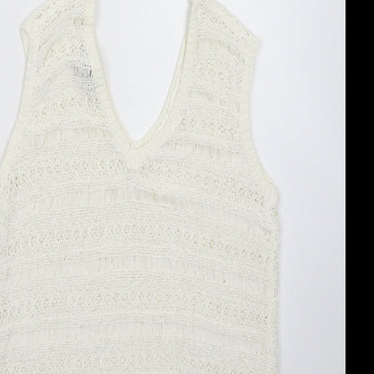 Womens UK Size 10 M&Co White Pullover Jumper