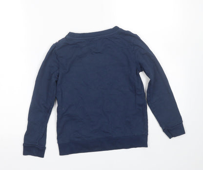 Lily & dan Girls Blue Animal Print  Pullover Jumper Size 7-8 Years